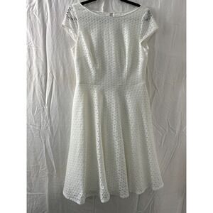 Black Label by Evan-Picone Sleeveless Fit Flare Dress White Size 8 Crochet Lined